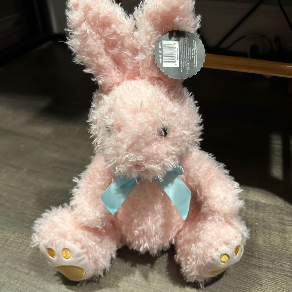 FAO Schwarz Pink Plush Paw with Yellow Embroidery
